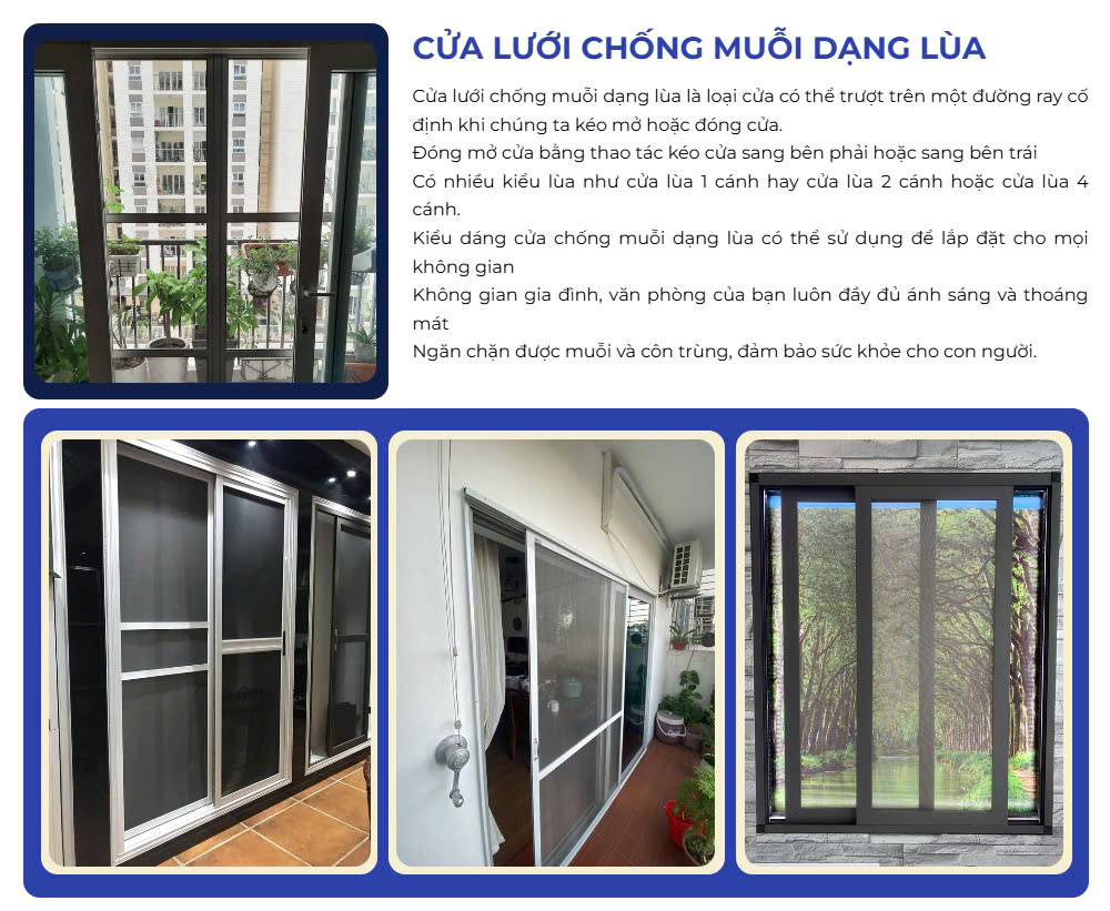 cửa lưới dạng lùa