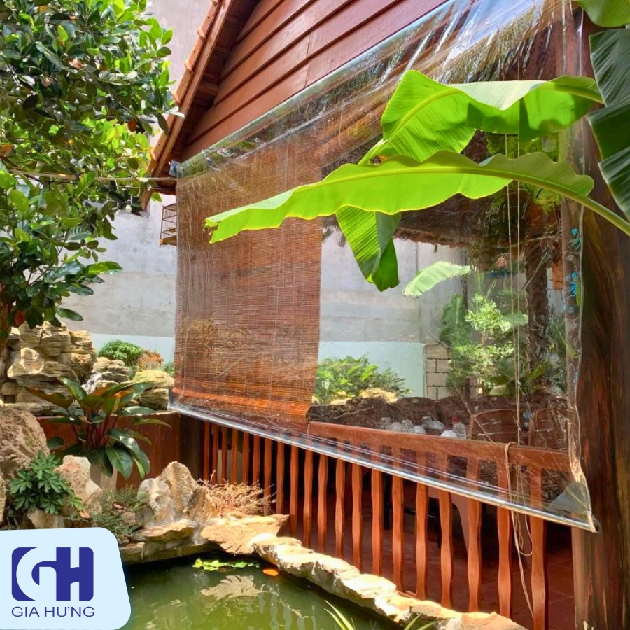 Rèm cuốn nhựa PVC trong suốt giá tại xưởng