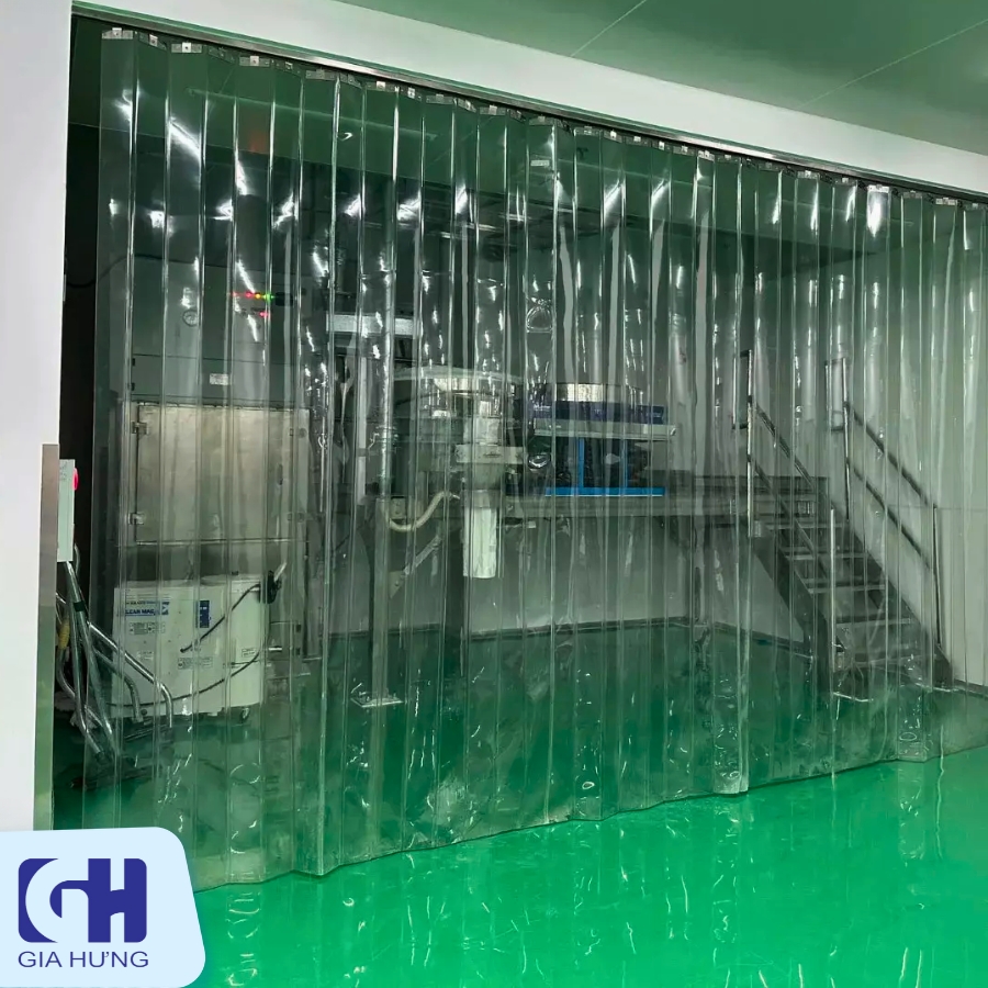 Rèm nhựa xếp gấp chống tĩnh điện màu xanh ngọc