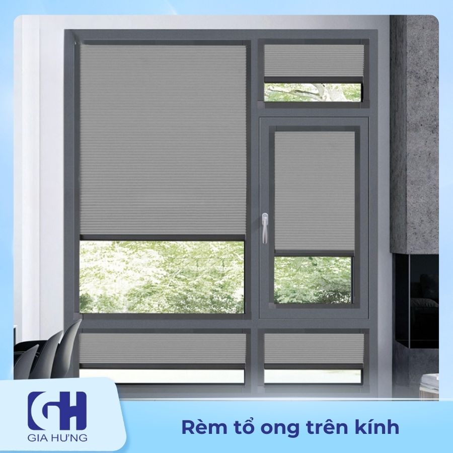 Rèm tổ ong lắp trên kính