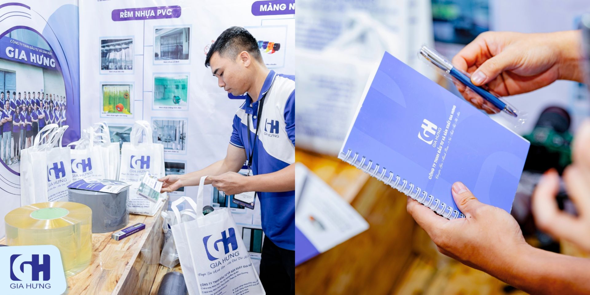 Gia Hưng chuẩn bị chu đáo từng phần quà để trao tận tay quý khách hàng tham quan gian hàng
