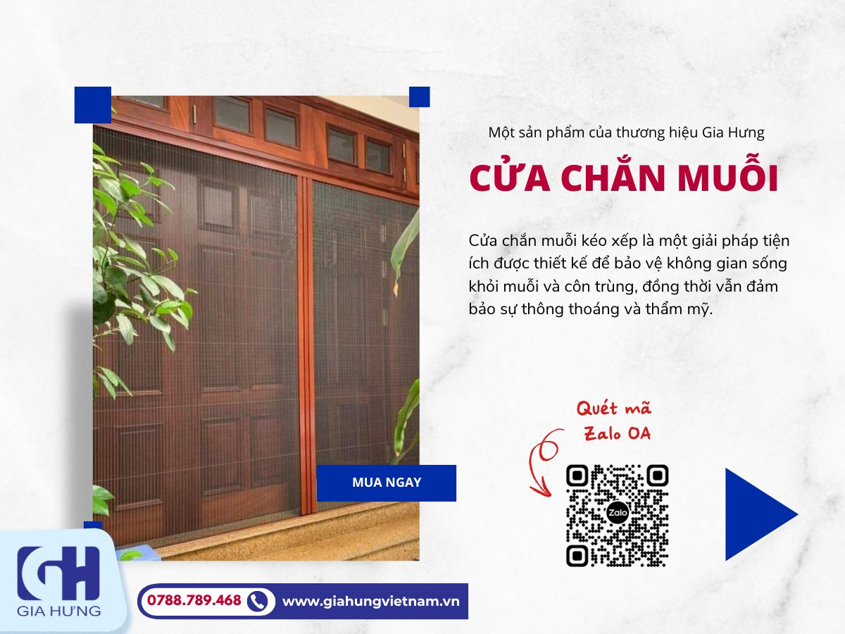 Mẫu Cửa Chắn Muỗi Kéo Xếp Hiện Đại Nhất 2024