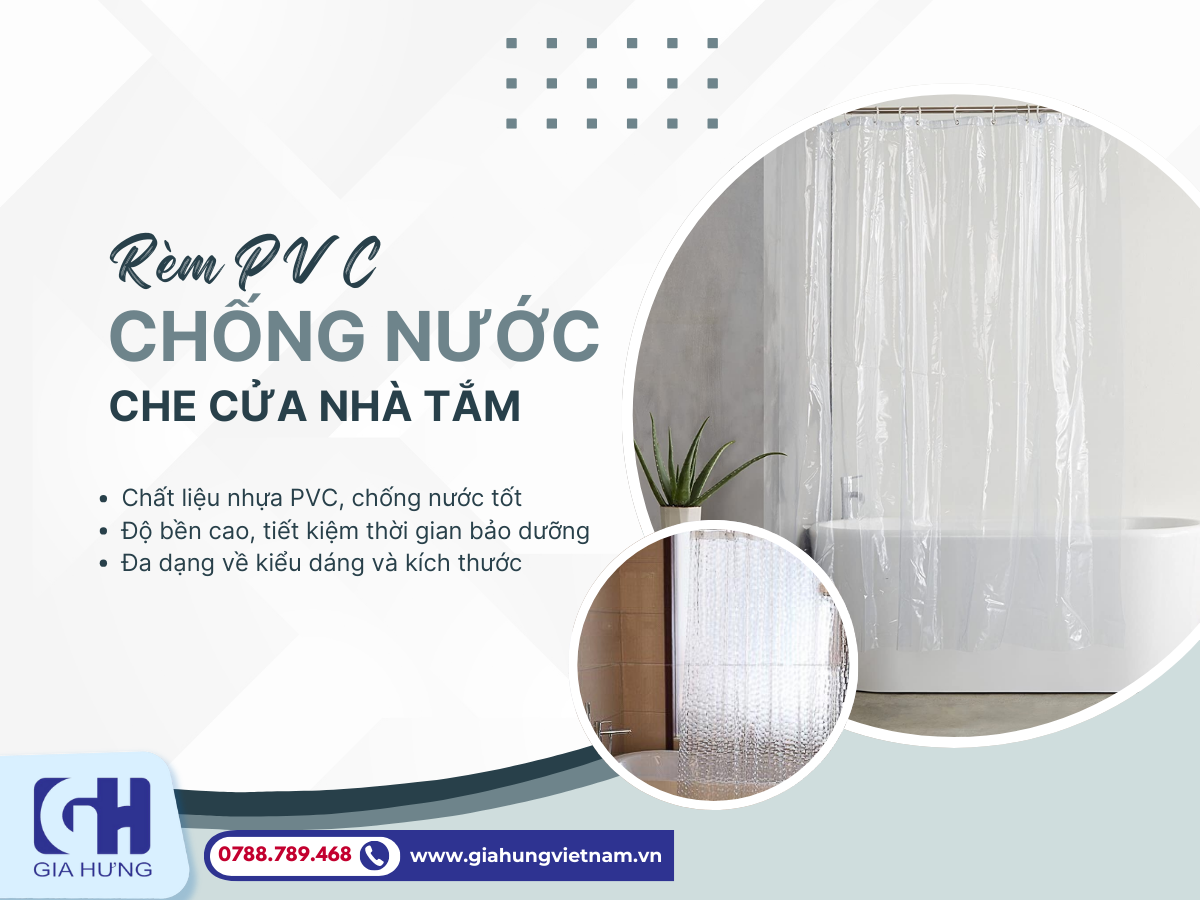 Rèm Che Cửa Nhà Tắm Nhựa PVC Chống Nước Bền Đẹp Từ Gia Hưng